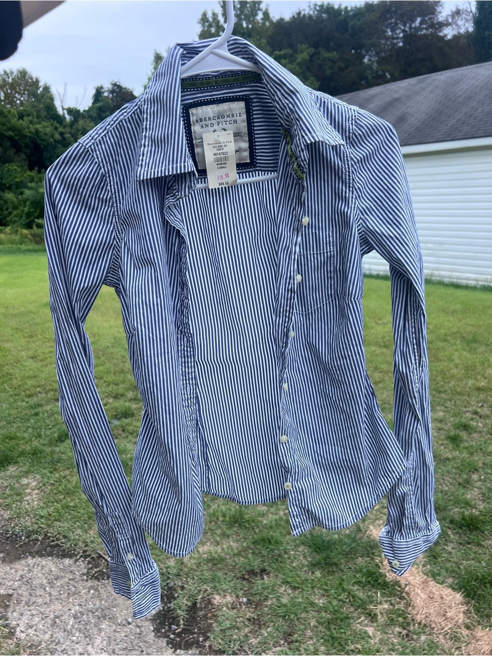 NWT Vintage Abercrombie & Fitch Blue Striped Moose Button Down Shirt - Size XS